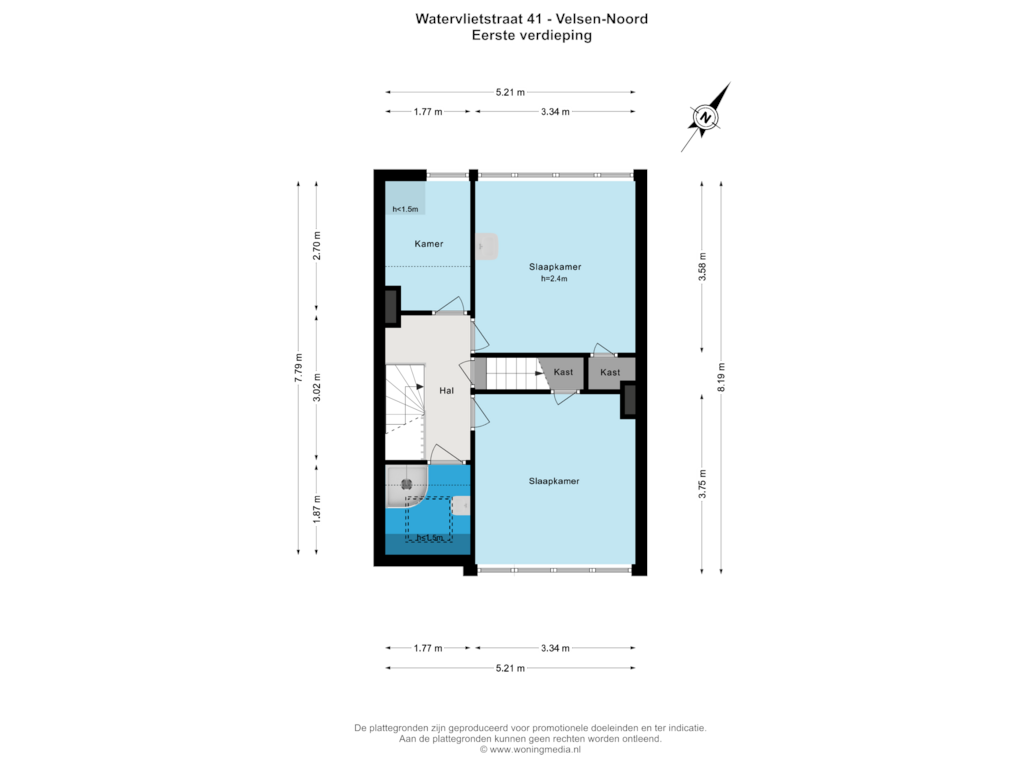 Bekijk plattegrond van Eerste verdieping van Watervlietstraat 41