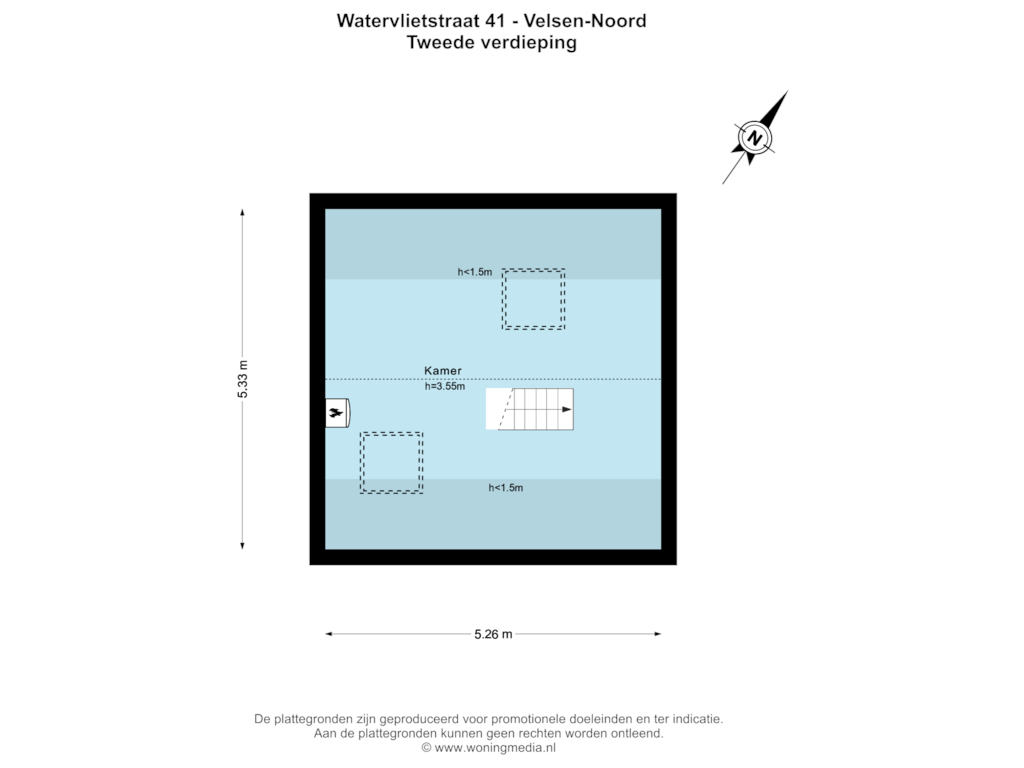 Bekijk plattegrond van Tweede verdieping van Watervlietstraat 41