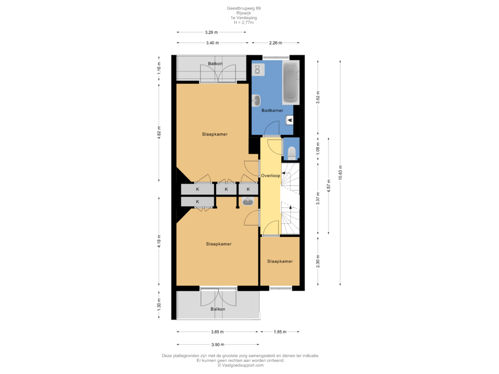 View floorplan of 1e Verdieping of Geestbrugweg 89