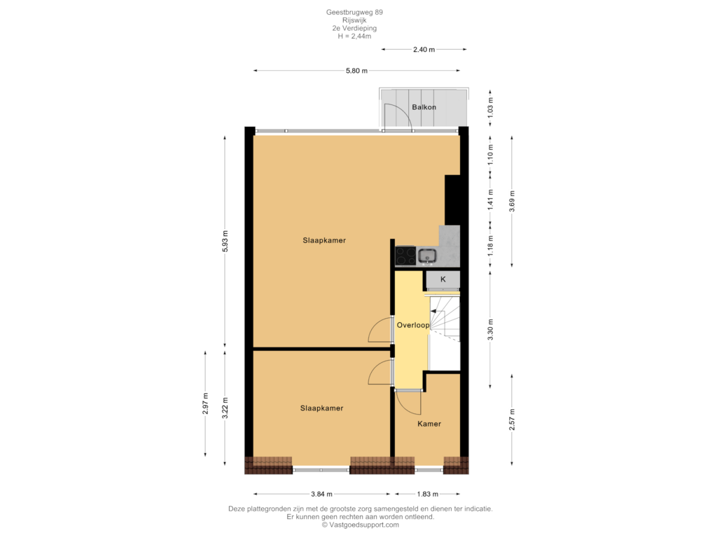 View floorplan of 2e Verdieping of Geestbrugweg 89