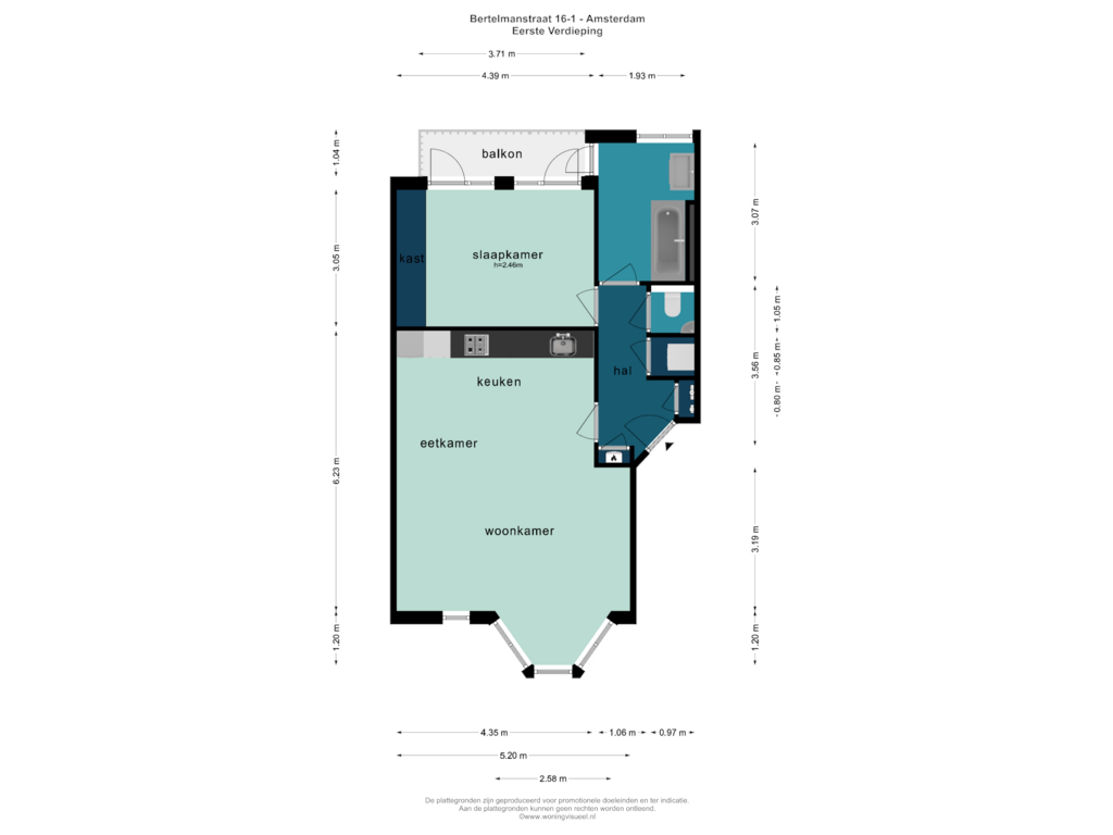 Bekijk plattegrond van EERSTE VERDIEPING van Bertelmanstraat 16-1