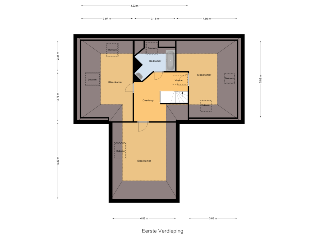 Bekijk plattegrond van Eerste Verdieping  van Tempelbalk 16