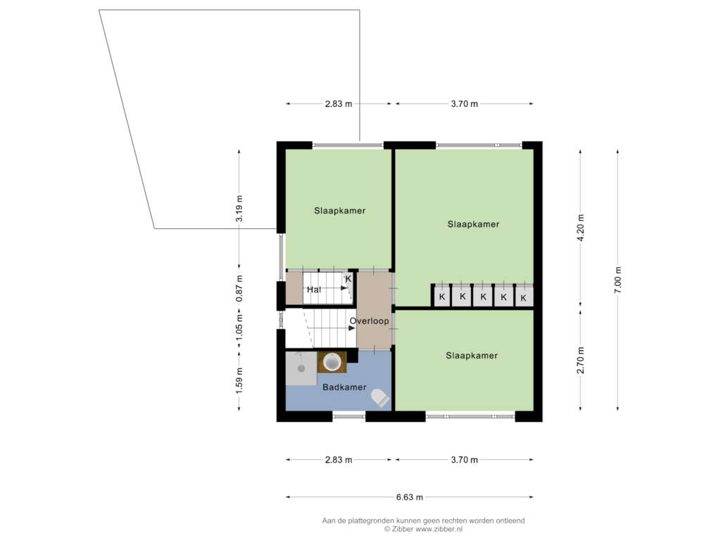 Bekijk plattegrond van Eerste Verdieping van Minderbroedersstraat 6