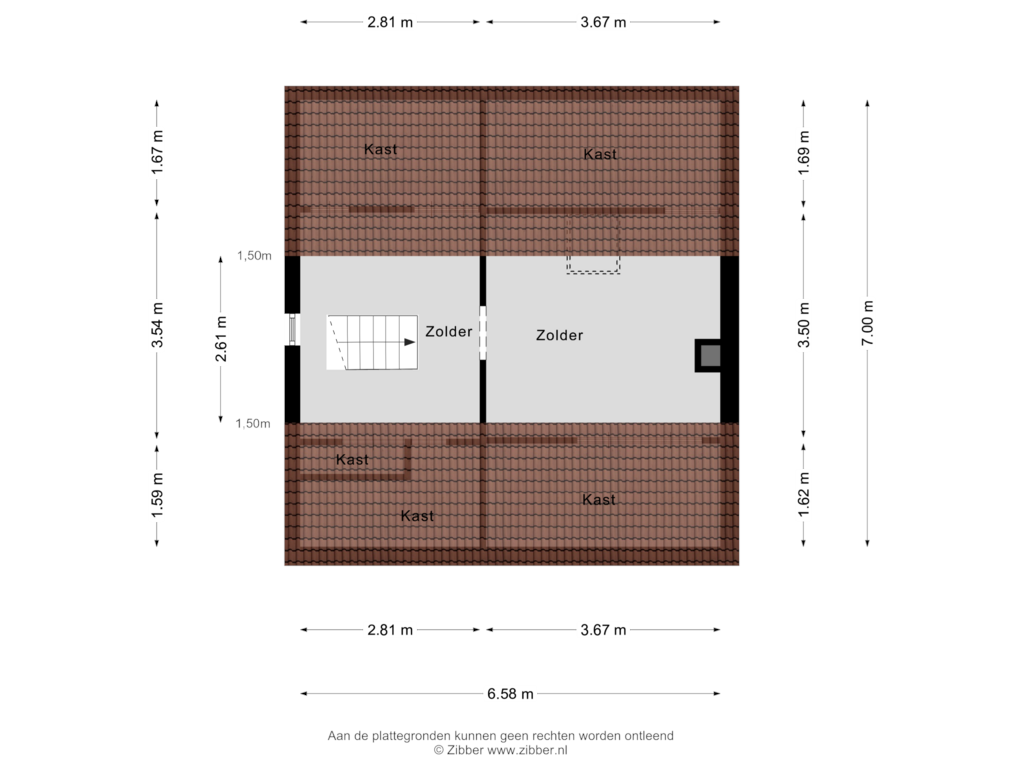 Bekijk plattegrond van Zolder van Minderbroedersstraat 6