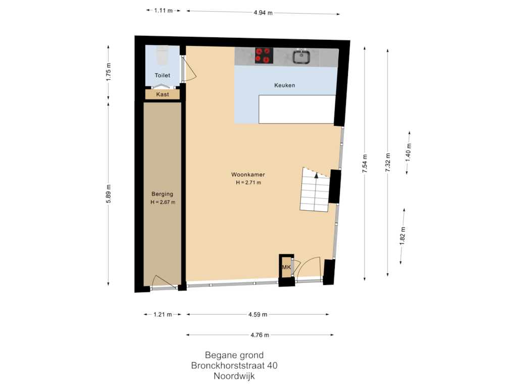 Bekijk plattegrond van Begane grond van Bronckhorststraat 40