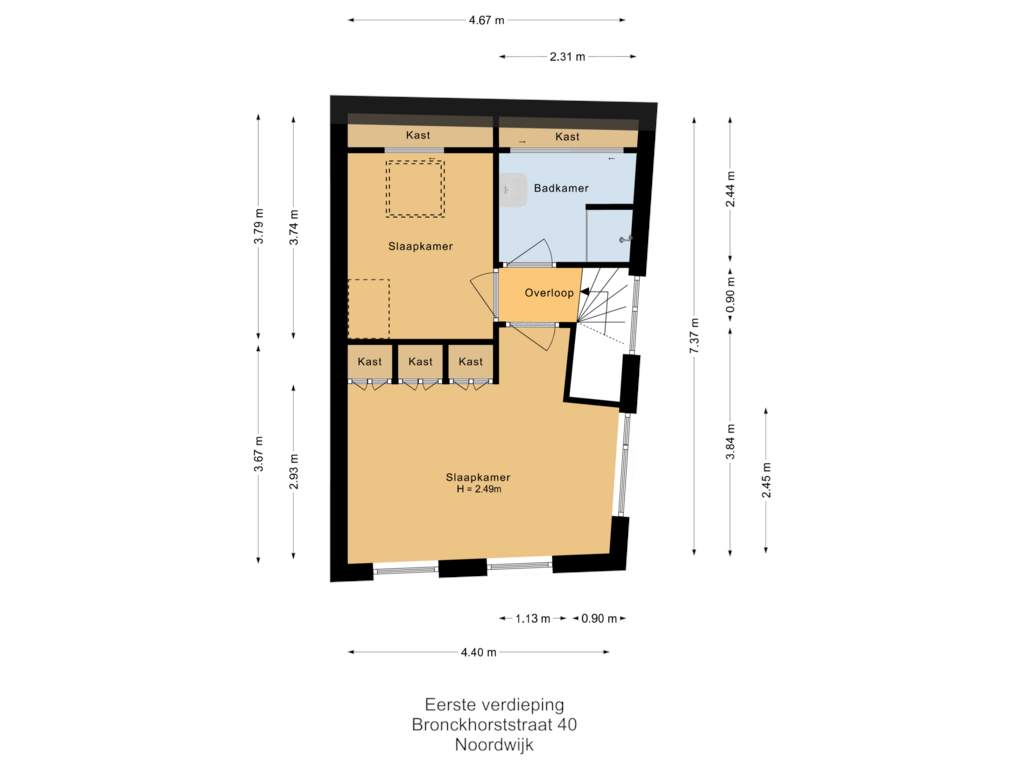 Bekijk plattegrond van Eerste verdieping van Bronckhorststraat 40