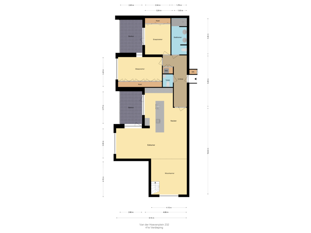 View floorplan of 41e Verdieping of Van der Hoevenplein 232