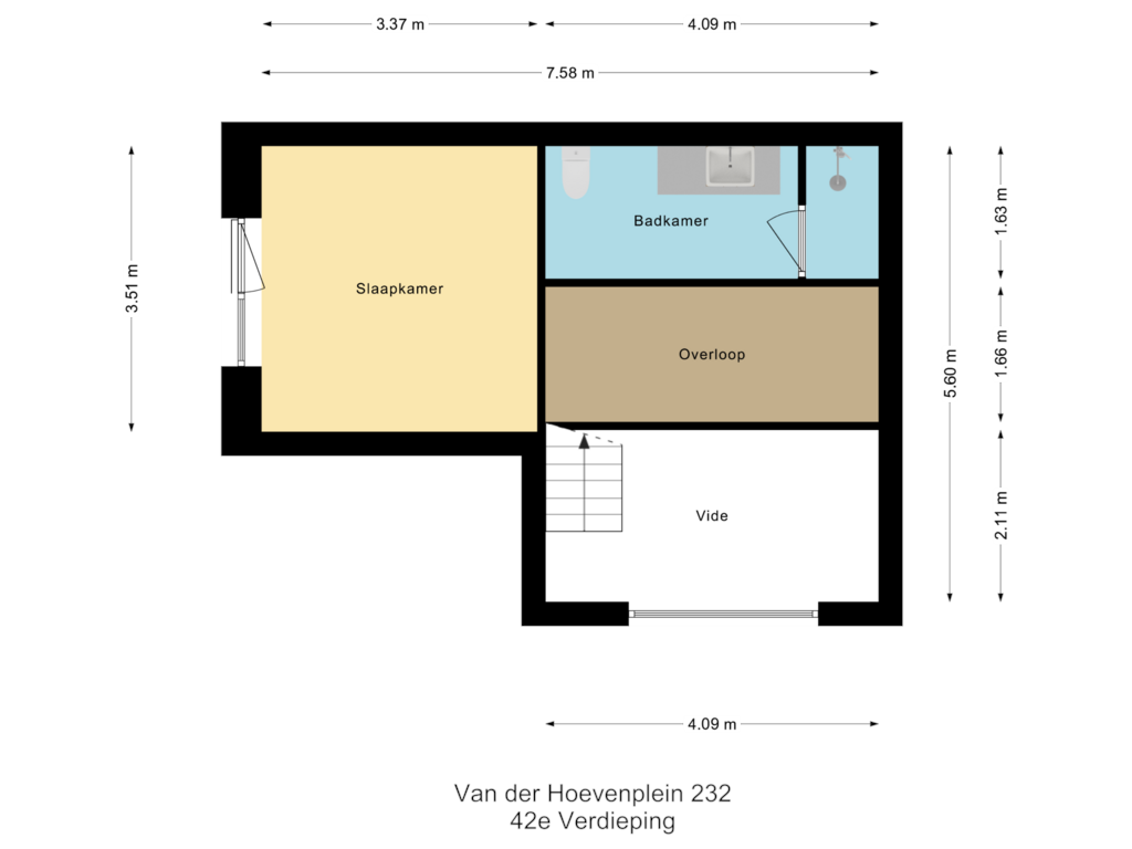 View floorplan of 42e Verdieping of Van der Hoevenplein 232