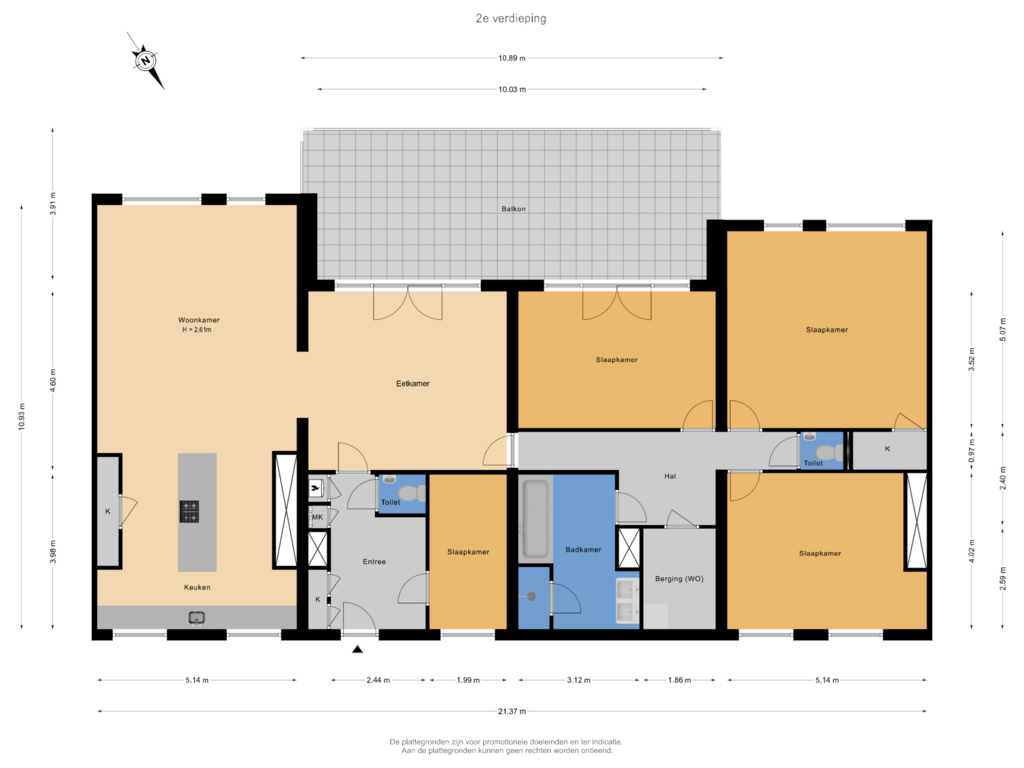 Bekijk plattegrond van 2e verdieping van Poseidonsingel 56-C