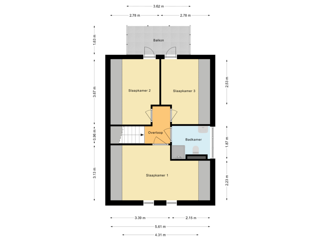 Bekijk plattegrond van Eerste verdieping van Wevelsweg 335