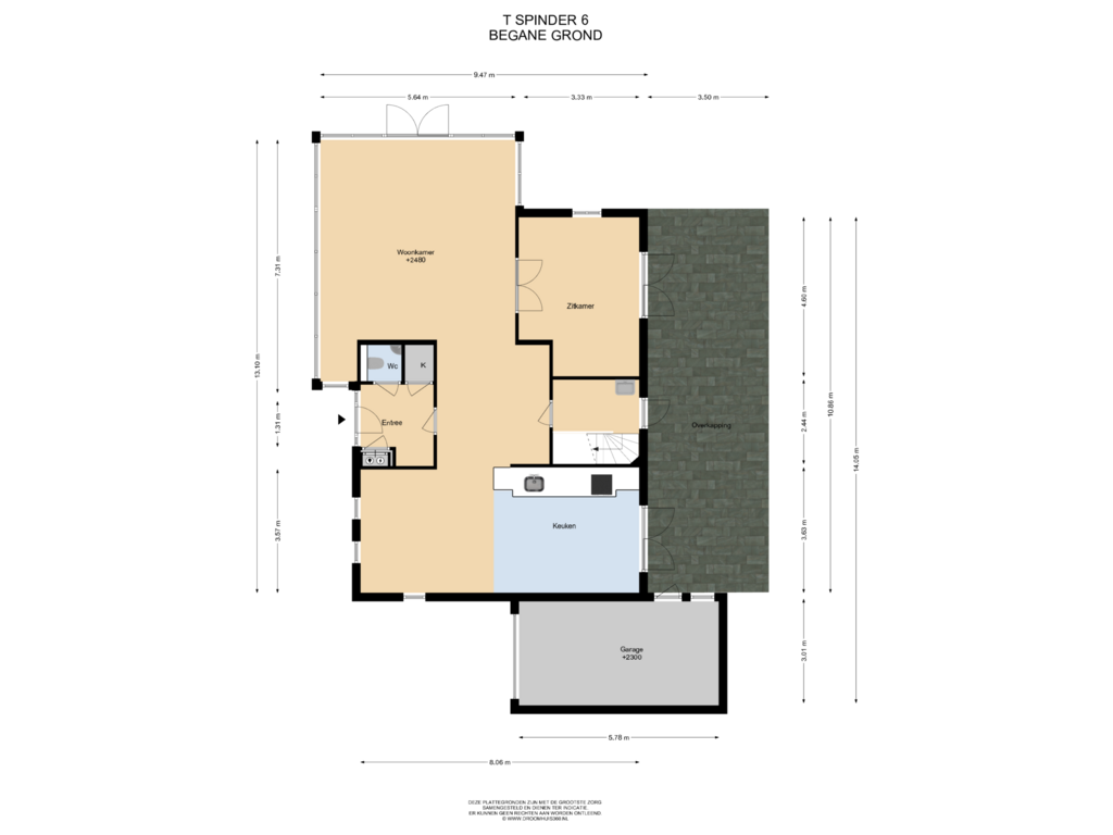 Bekijk plattegrond van Begane grond van 't Spinder 6