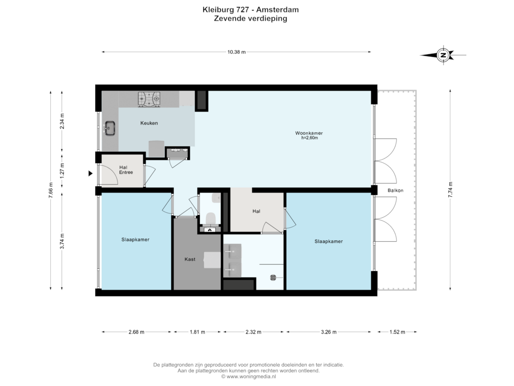 Bekijk plattegrond van Zevende verdieping van Kleiburg 727