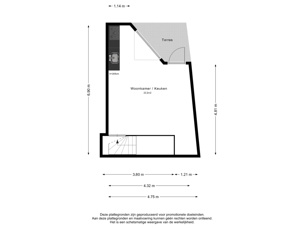 Bekijk plattegrond van Tussenverdieping van Weerstraat 15