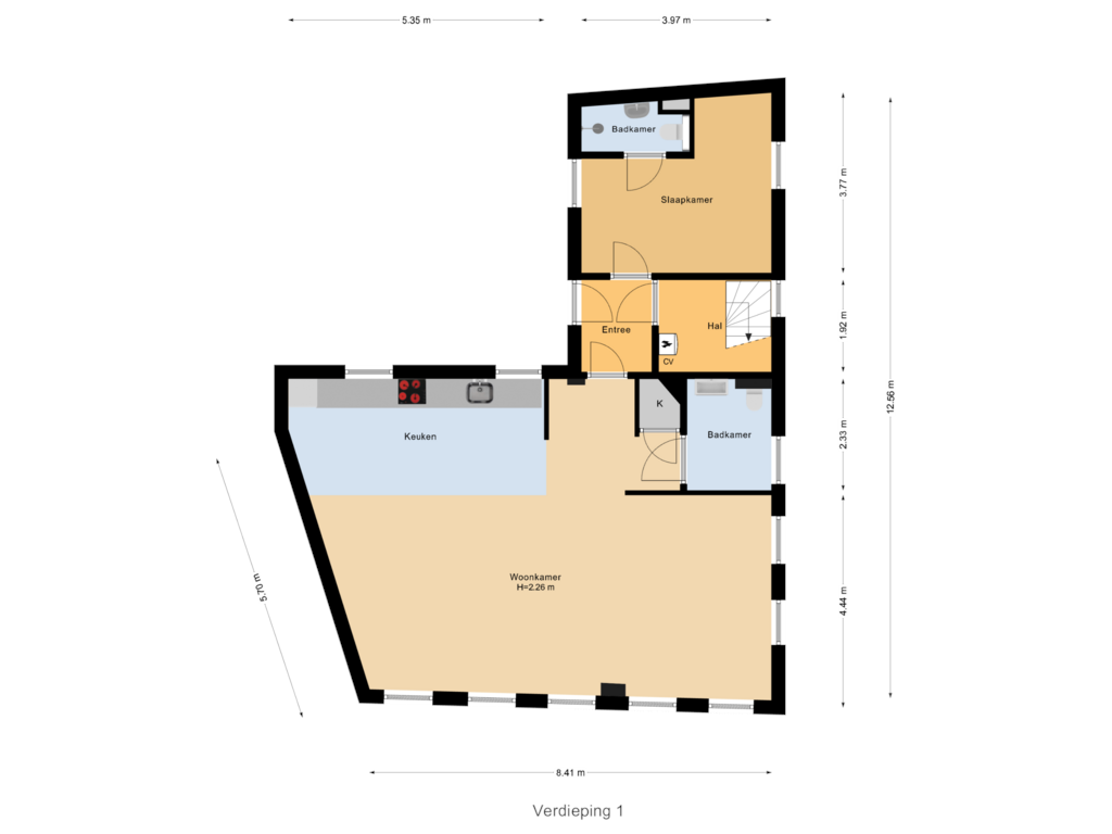 Bekijk plattegrond van Verdieping 1 van Havenweg 5-A