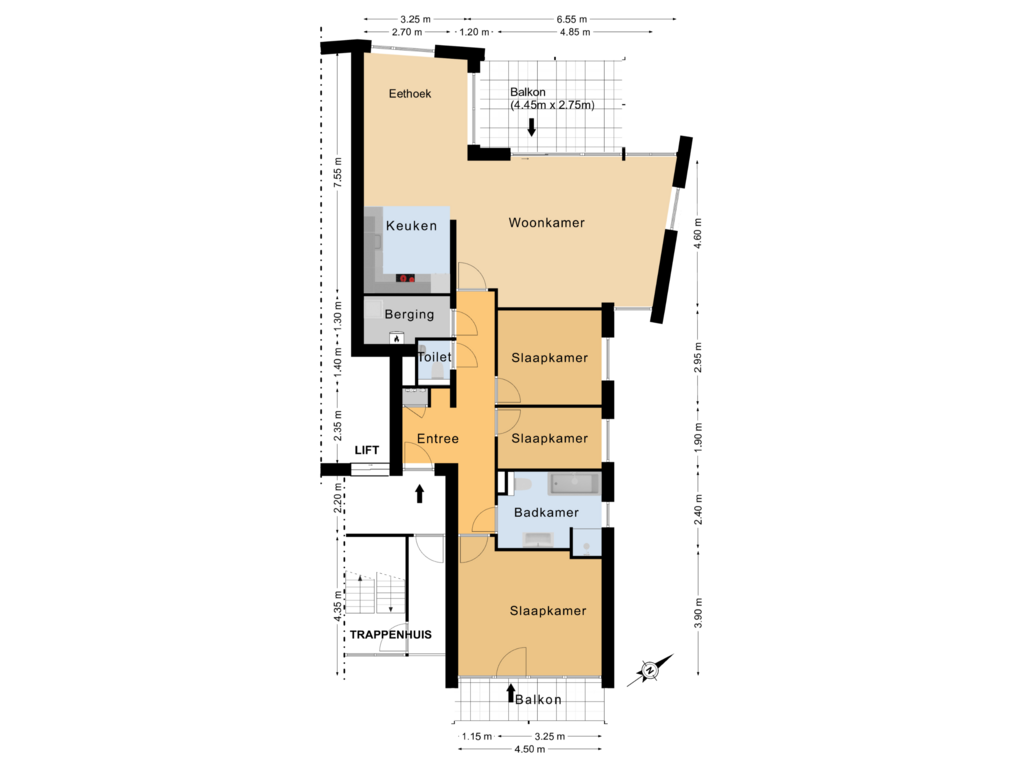 View floorplan of Appartement of Reidingweg 90