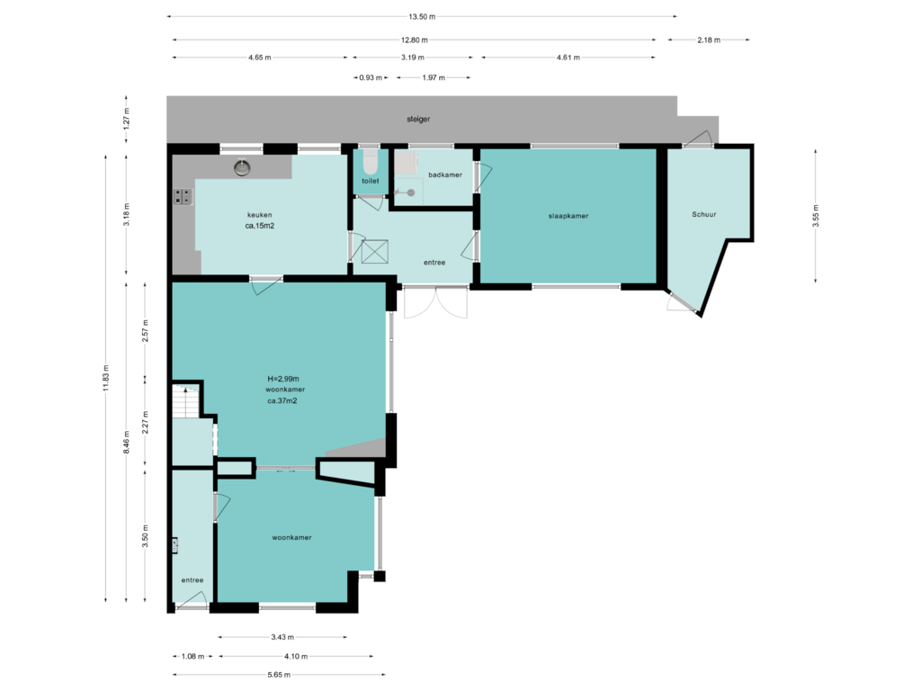 Bekijk plattegrond van Begane grond van Noordereinde 51