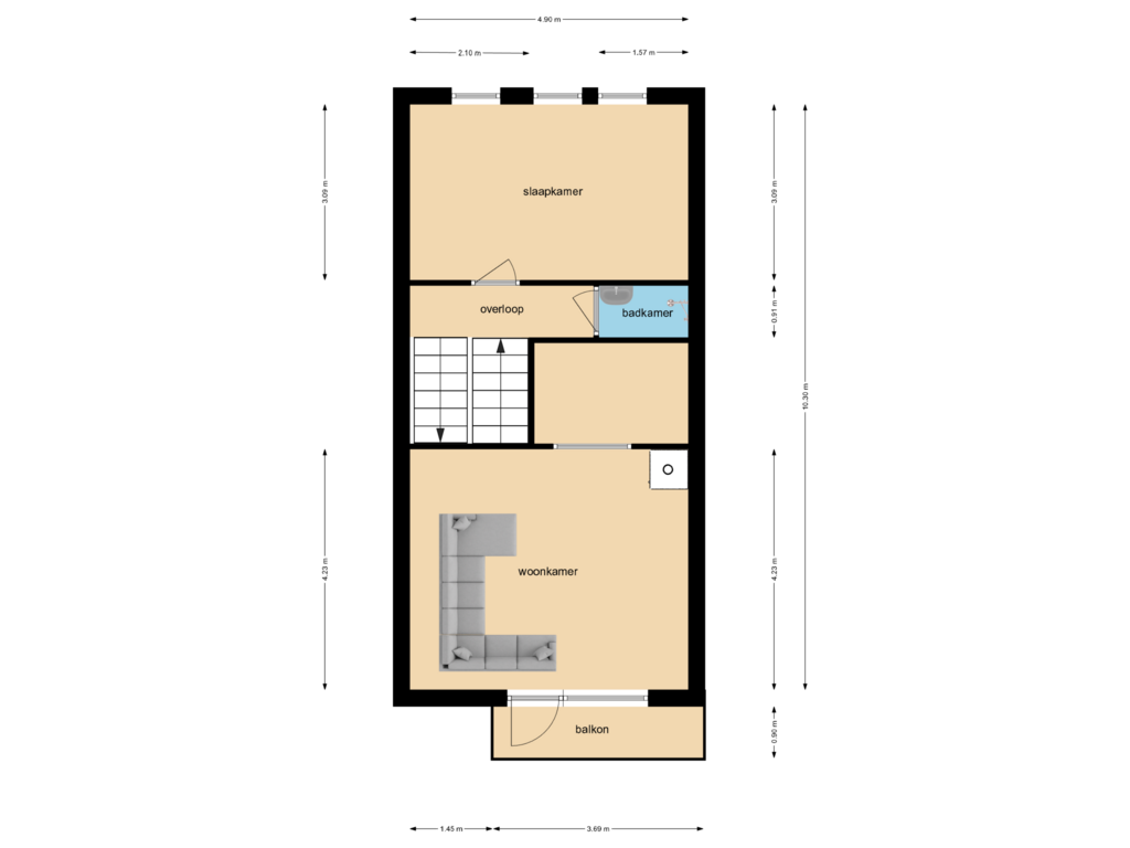 View floorplan of 1e  verdieping of Herengracht 111