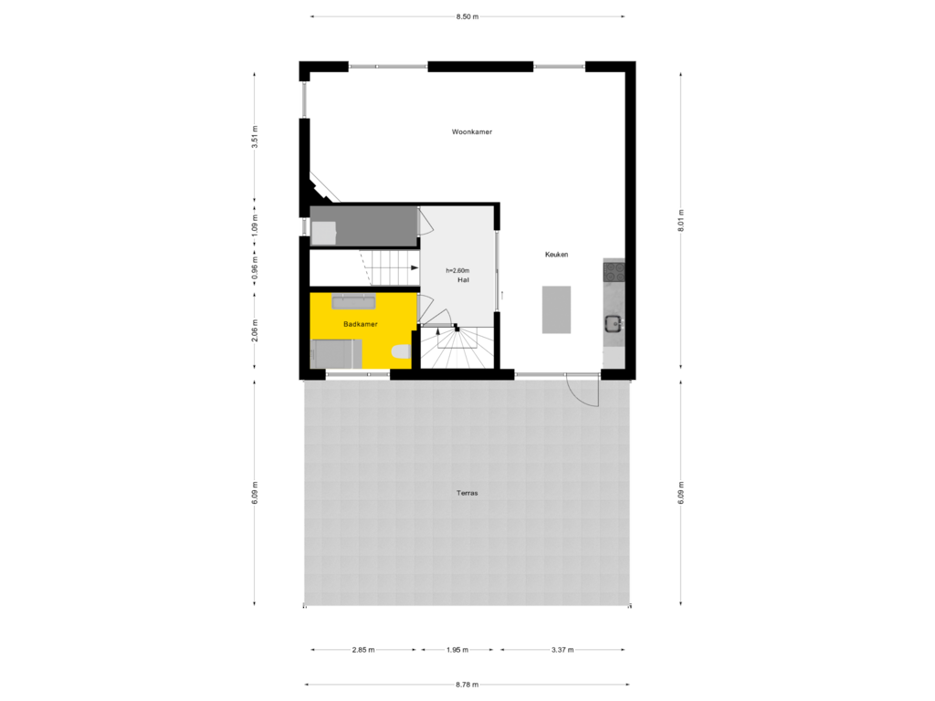 View floorplan of 1e Verdieping of Dwarsstraat 17