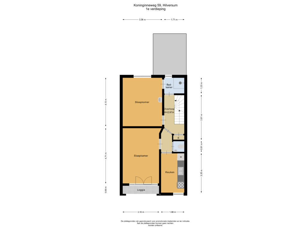 Bekijk plattegrond van 1e verdieping van Koninginneweg 59