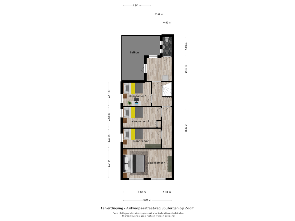 View floorplan of 1e verdieping of Antwerpsestraatweg 85