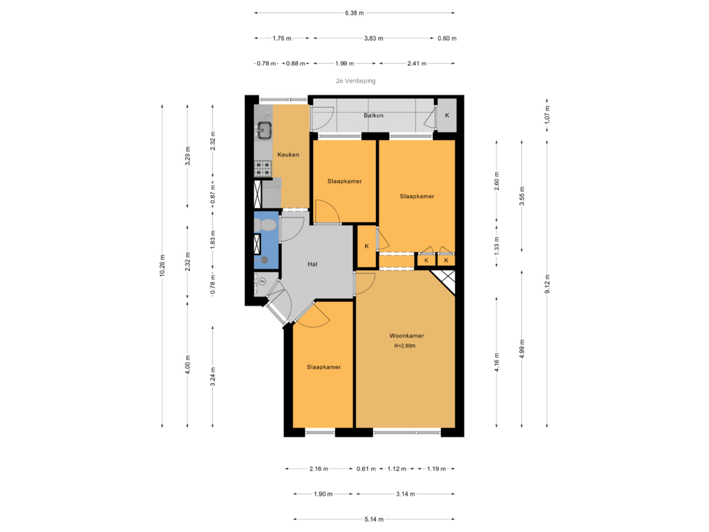 Bekijk plattegrond van 2e Verdieping van Bussumsestraat 117