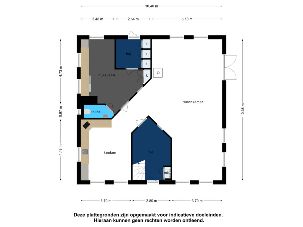 View floorplan of begane grond of Zwarteweg 1