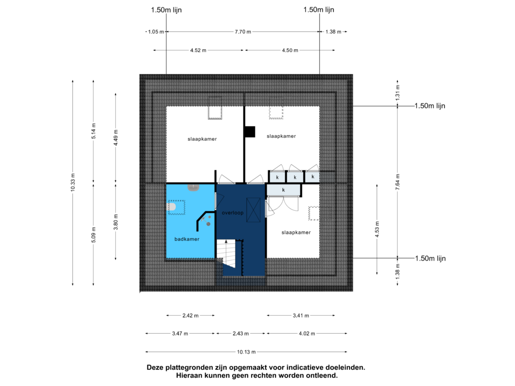 View floorplan of 1e verdieping of Zwarteweg 1