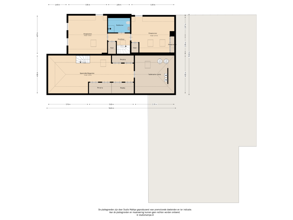 View floorplan of Tweede verdieping of Kerkstraat 19