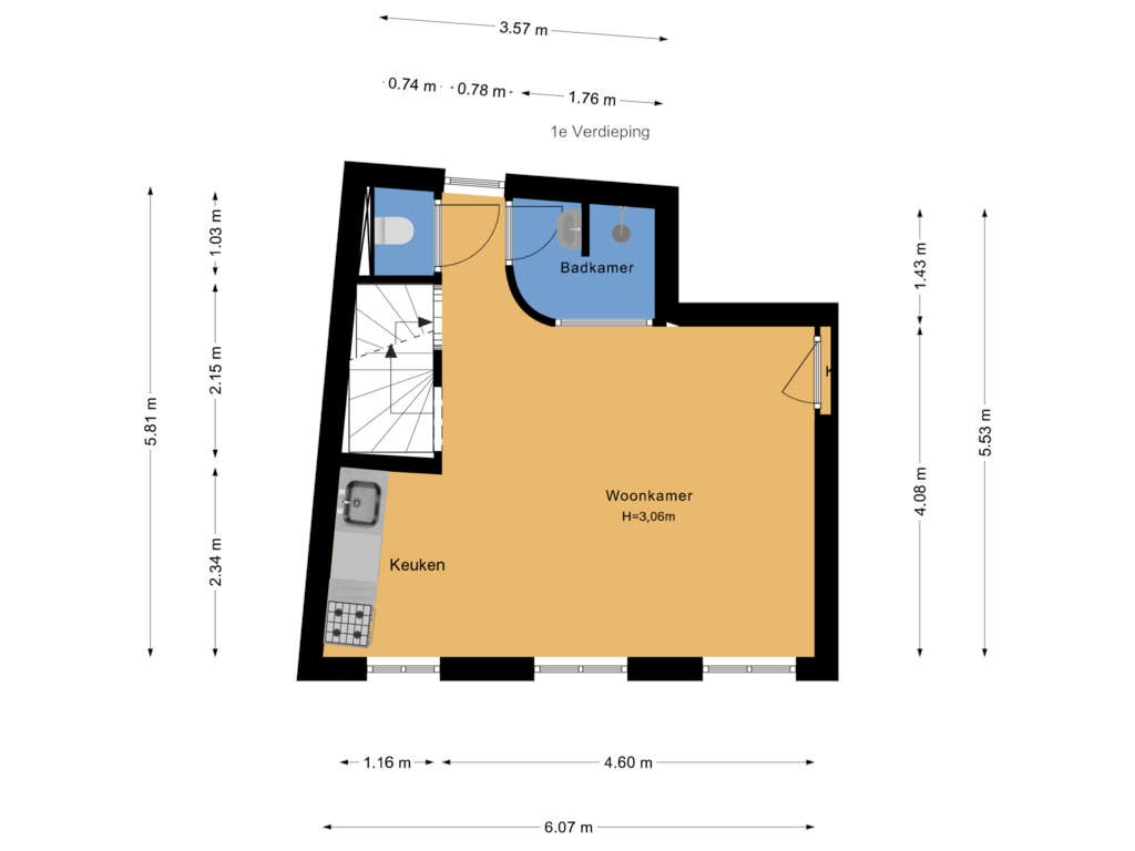 Bekijk plattegrond van 1e Verdieping van Kromstraat 6