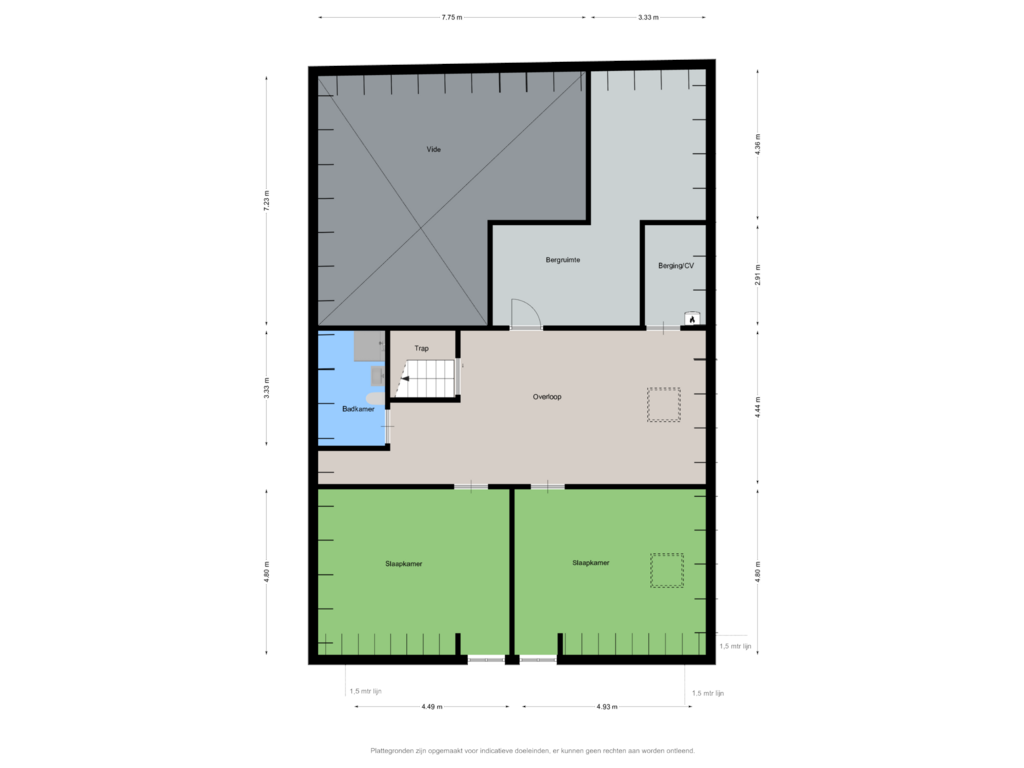 View floorplan of 1e verdieping of Lytse Buorren 28