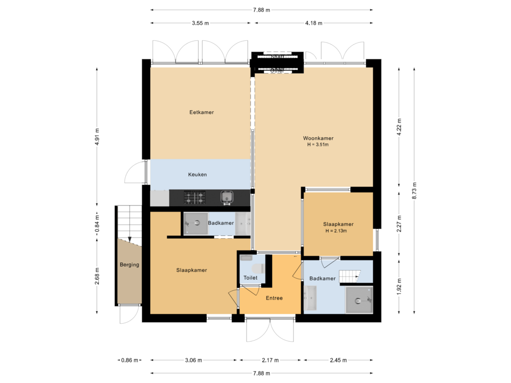 Bekijk plattegrond van Begane grond van Vijverlaan 1-JB29