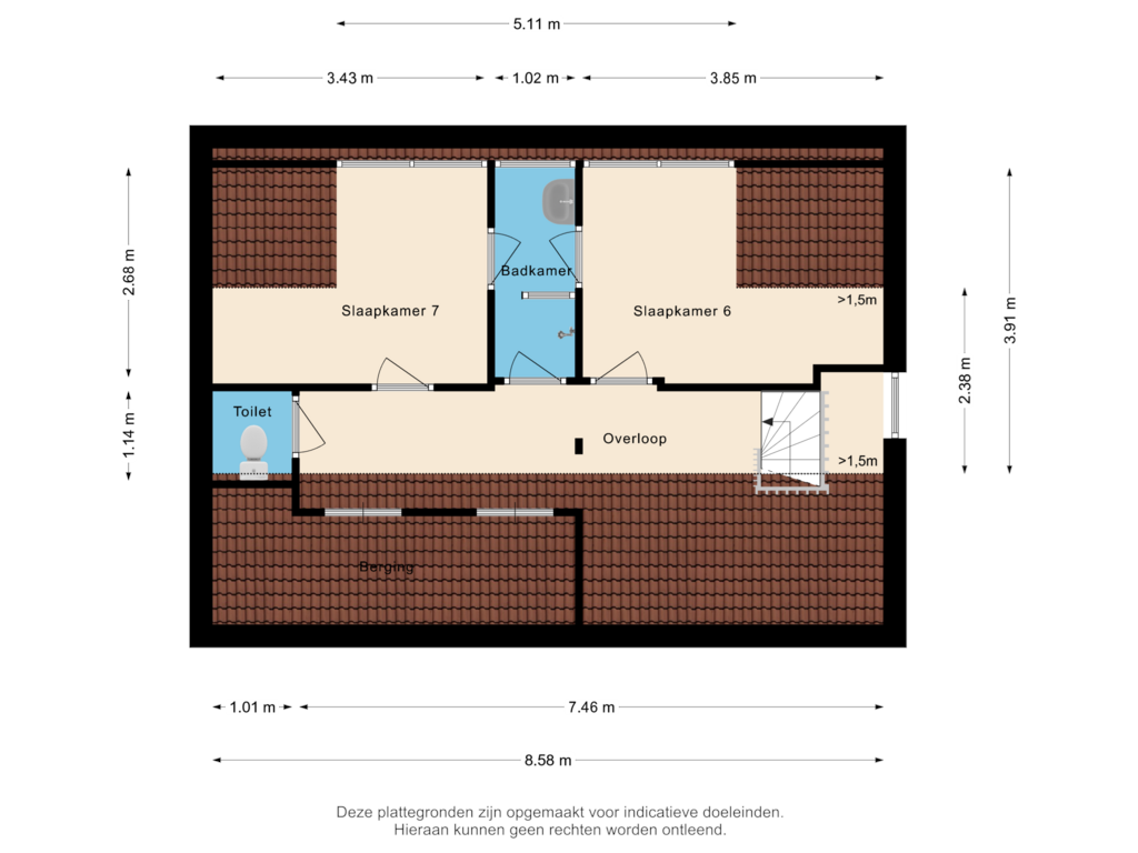 Bekijk plattegrond van Zolder van Koningsdam 77