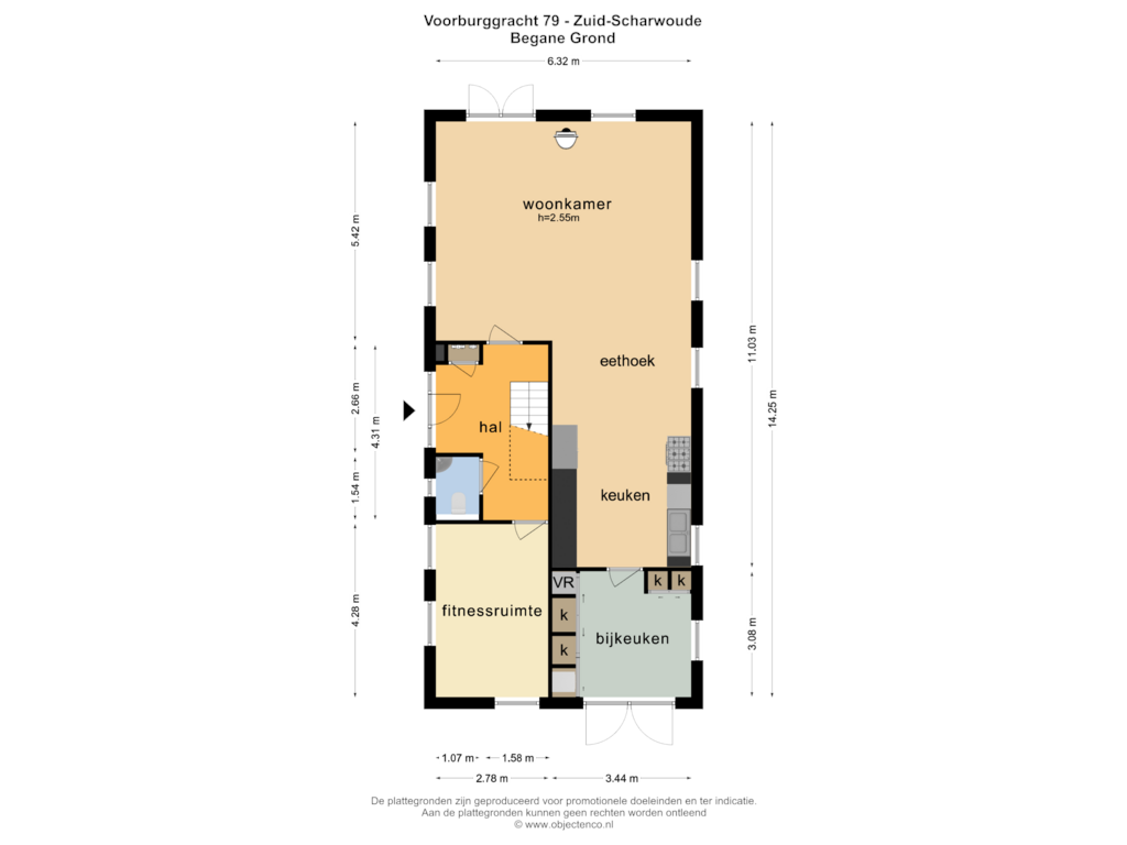 Bekijk plattegrond van BEGANE GROND van Voorburggracht 79