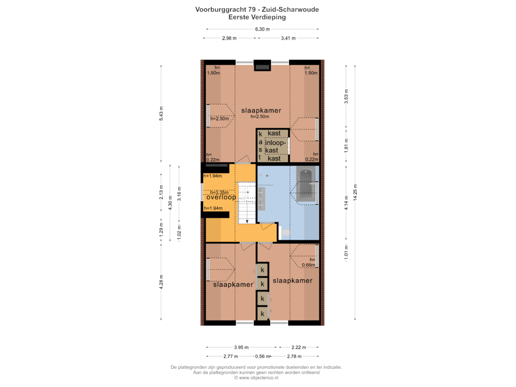 Bekijk plattegrond van EERSTE VERDIEPING van Voorburggracht 79