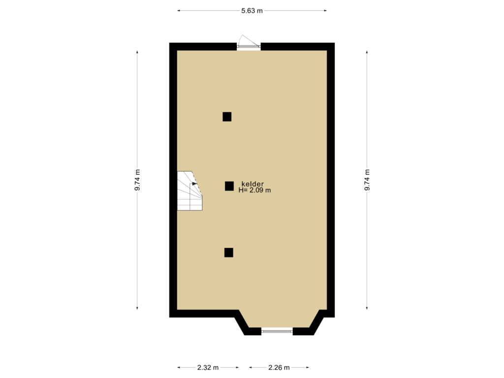 Bekijk plattegrond van Souterrain van West-Sidelinge 100