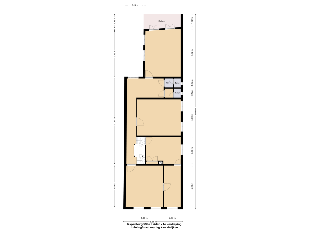 Bekijk plattegrond van 1e verdieping van Rapenburg 59