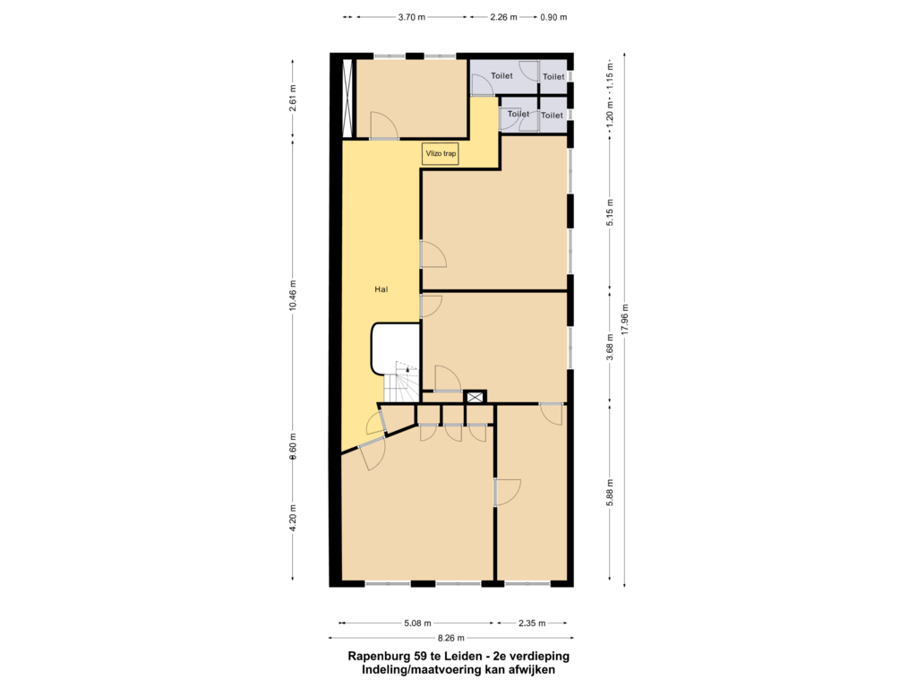 Bekijk plattegrond van 2e verdieping van Rapenburg 59