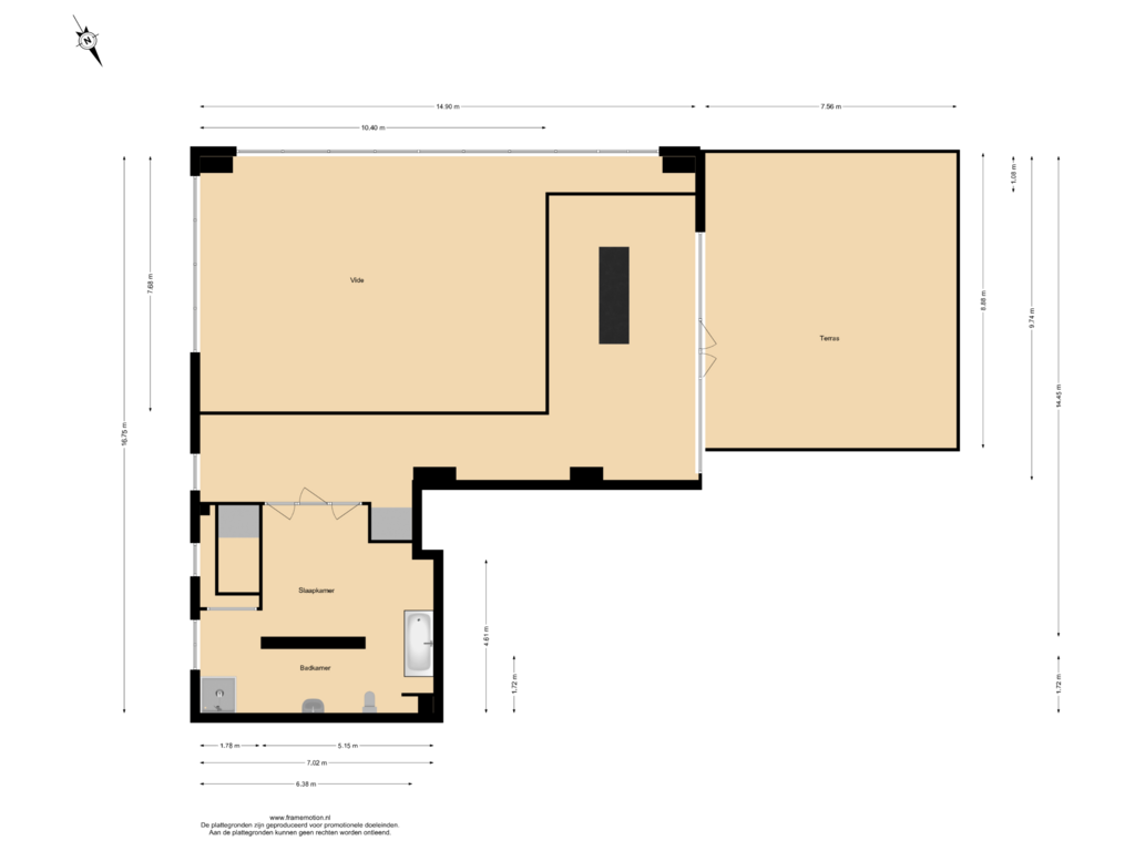 Bekijk plattegrond van Verdieping 42 van Landverhuizersplein 152