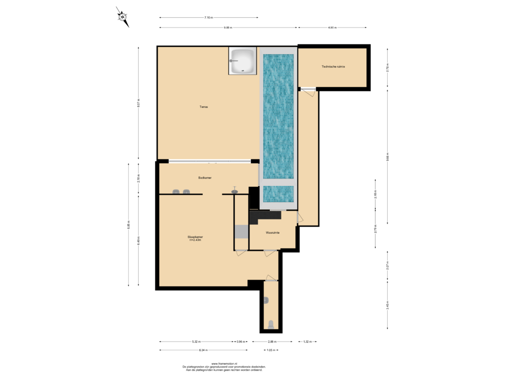 Bekijk plattegrond van Verdieping 43 van Landverhuizersplein 152