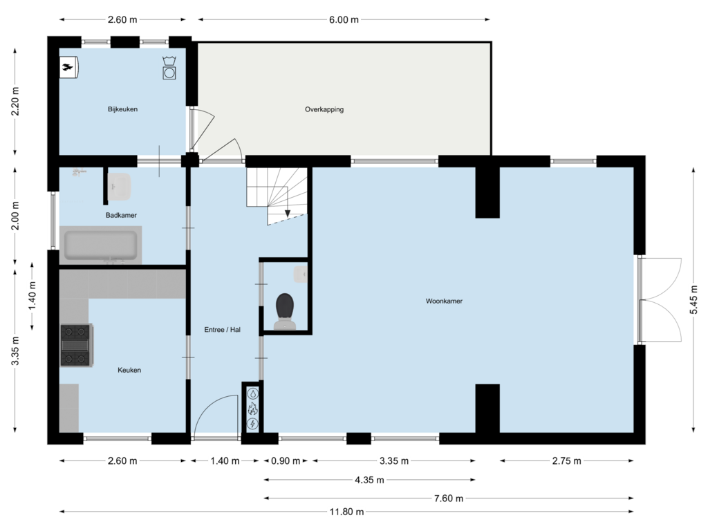 Bekijk plattegrond van Begane grond van Oudelandsestraat 43