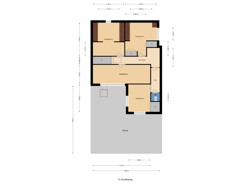 Bekijk plattegrond van 1e Verdieping van Middelharnissestraat 25