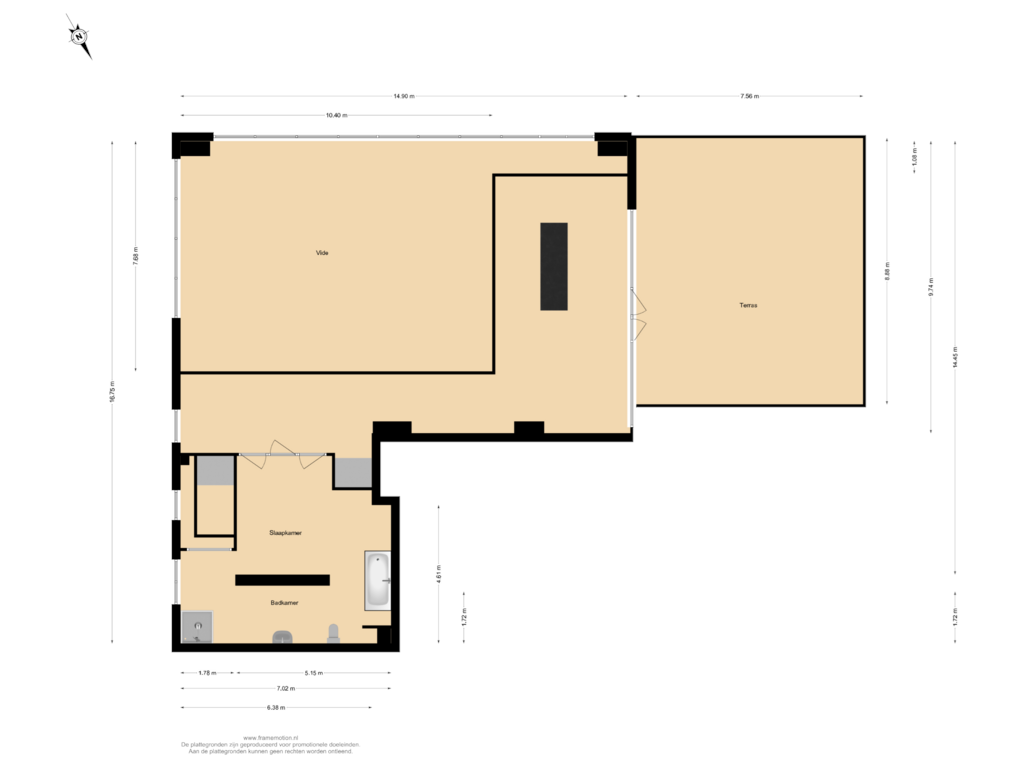 Bekijk plattegrond van Verdieping 42 van Landverhuizersplein 152