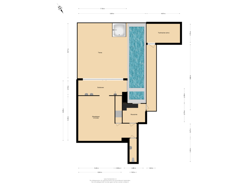 Bekijk plattegrond van Verdieping 43 van Landverhuizersplein 152