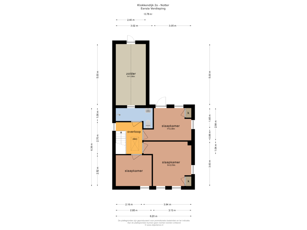 Bekijk plattegrond van EERSTE VERDIEPING van Klokkendijk 2-A