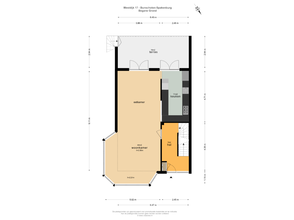 View floorplan of BEGANE GROND of Westdijk 17