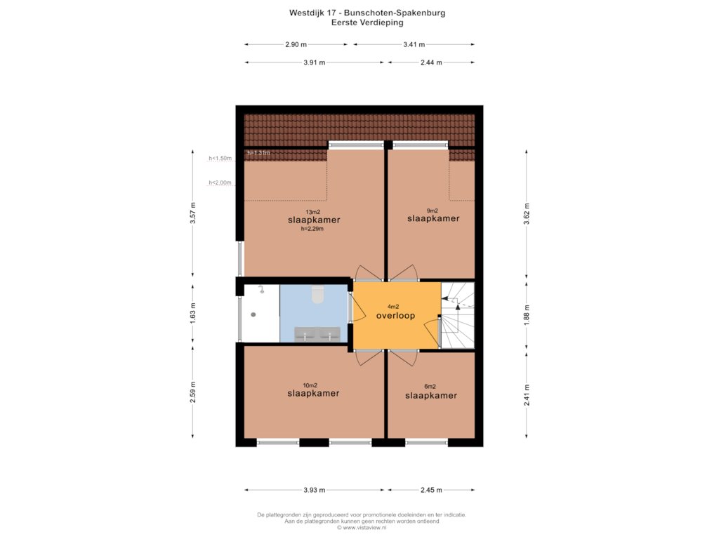 View floorplan of EERSTE VERDIEPING of Westdijk 17