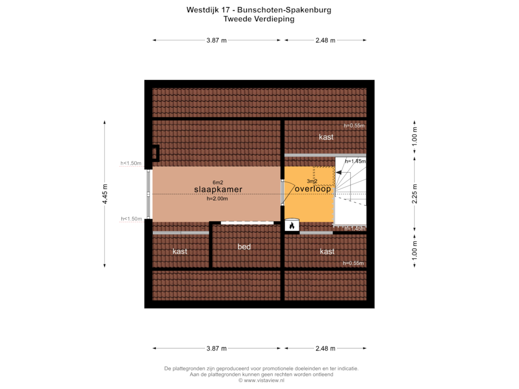 View floorplan of TWEEDE VERDIEPING of Westdijk 17