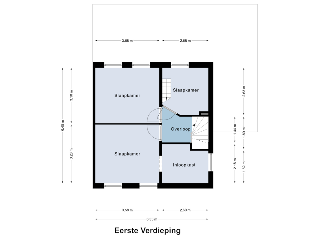 View floorplan of Eerste Verdieping of Pastoor Pielsstraat 2