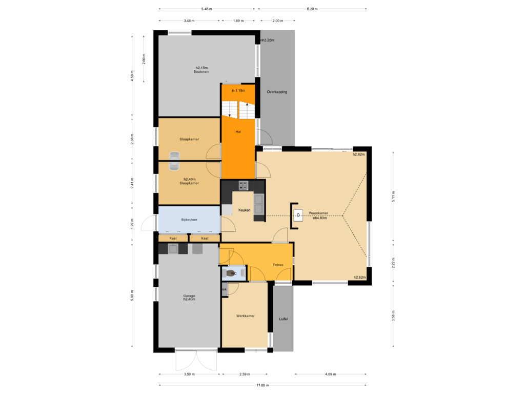 Bekijk plattegrond van Begane grond van Eltenseweg 10