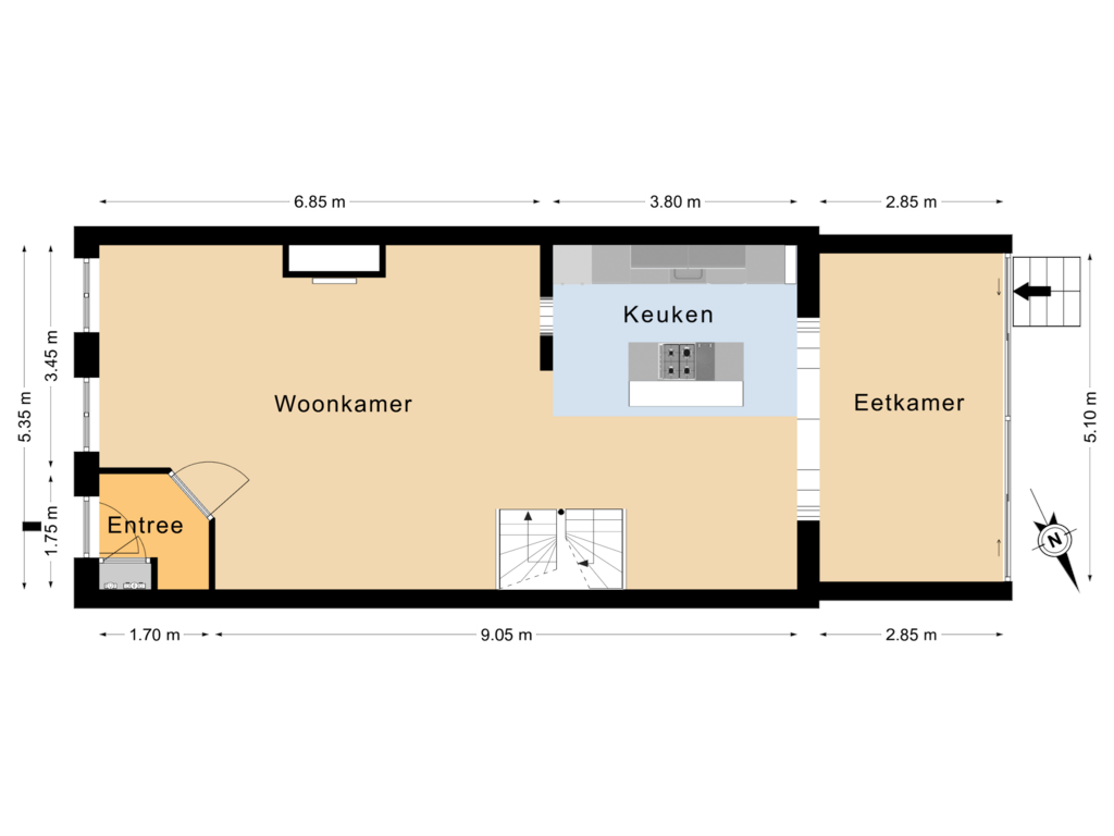 View floorplan of Begane grond of Noorderkade 25